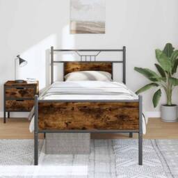 Berkfield Home Durable Bed Frame Frame Smoked Oak 75x190 cm Small Single Wood in Brown - thumbnail 4