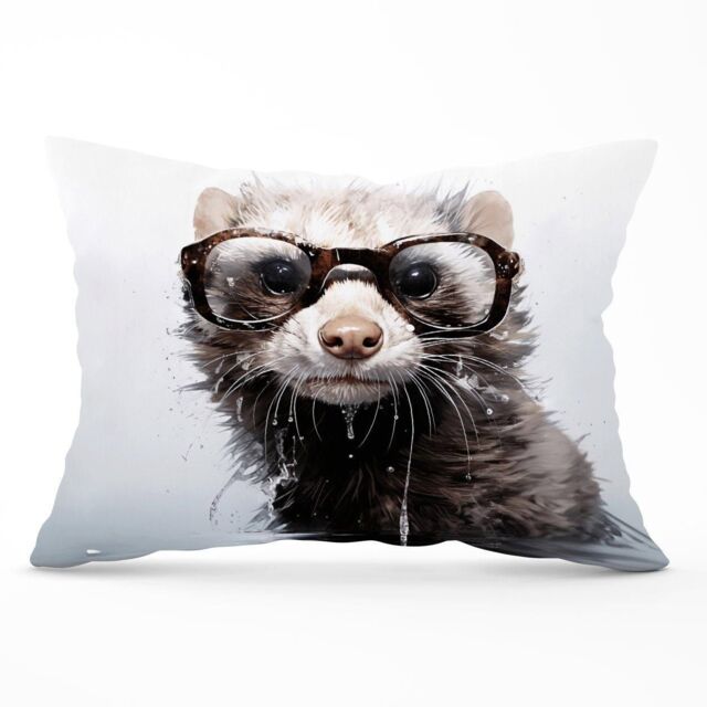 Warren Reed - Designer Splashart Ferret Cushions in Grey - Size: 60 cm x 60 cm - image 1