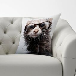 Warren Reed - Designer Splashart Ferret Cushions in Grey - Size: 60 cm x 60 cm - thumbnail 2
