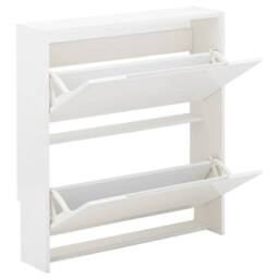 FORGEVIO NARROW HIGH GLOSS 2 TIER SHOE CABINET WHITE - thumbnail 2