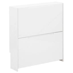 FORGEVIO NARROW HIGH GLOSS 2 TIER SHOE CABINET WHITE - thumbnail 1