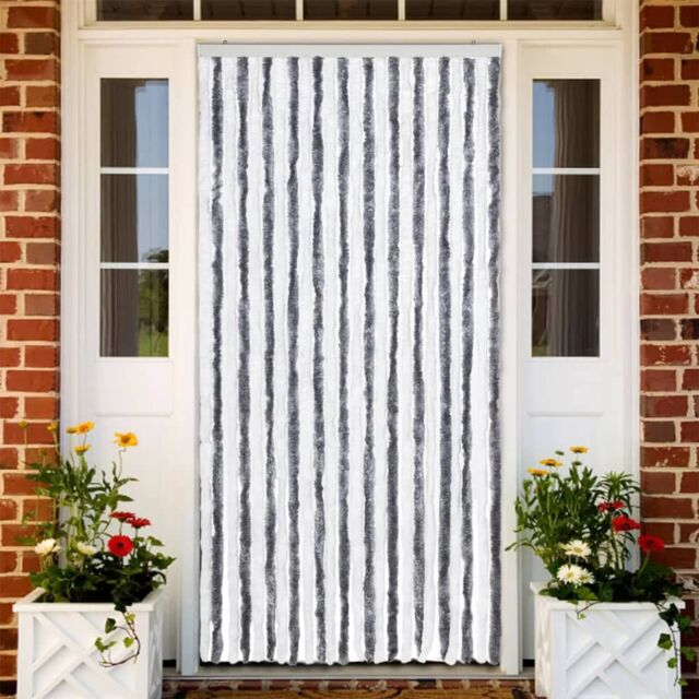 Berkfield Home Insect Curtain Grey & White 100x220 cm Chenille - image 1