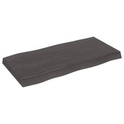 Berkfield Home Table Top Dark Grey 80x40x(2-6) cm Treated Solid Wood Live Edge in Brown - thumbnail 2