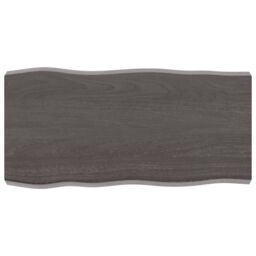 Berkfield Home Table Top Dark Grey 80x40x(2-6) cm Treated Solid Wood Live Edge in Brown