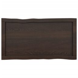 Berkfield Home Table Top Dark Grey 80x40x(2-6) cm Treated Solid Wood Live Edge in Brown - thumbnail 3