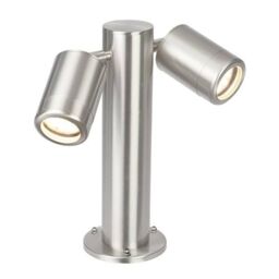 Netlighting Atlantis 2 Light Outdoor Coastal Bollard Post Marine Grade Brushed Stainless Steel Glass IP65 GU10 in Grey