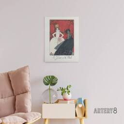 "Artery8 Day & Night Parisian Fashion Advert Barbier Canvas Wall Art in White - Size: W18"" x H24""" - thumbnail 3