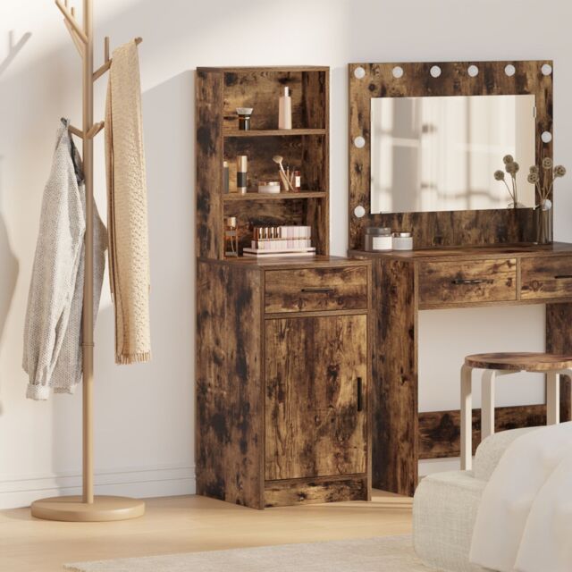 Berkfield Home Highboard in Smoked Oak, 40x41x135 cm, Made of Engineered Wood in Brown - Size: 40 x 41 x 135 cm - image 1