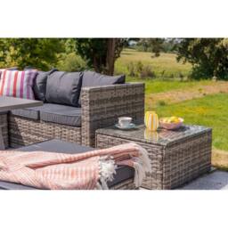 Furniture Maxi Vancouver 6 Seater Rattan Corner Sofa Set with Cubic Fire Pit Table in Grey - thumbnail 4