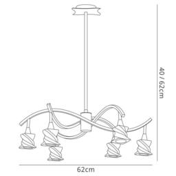 Netlighting Salomon Telescopic Lamp 6 Light G9 Satin Nickel in Grey - thumbnail 6