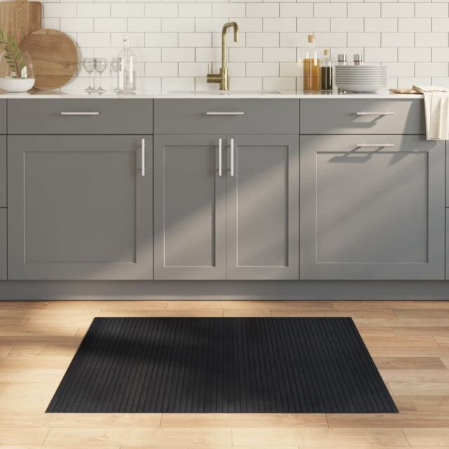 Berkfield Home Rug Rectangular Black 80x100 cm Bamboo - Size: Medium - image 1