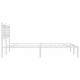 Berkfield Home Metal Bed Frame without Mattress with Headboard White 120x200cm - Size: Small Double - thumbnail 5