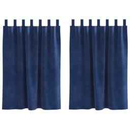 Berkfield Home Blackout Curtains with Hanging Loops 2 pcs Dark Blue Velvet in Navy - thumbnail 2