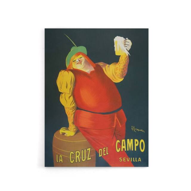 "Artery8 La Cruz del Campo Beer Vintage Ad Canvas Wall Art Print Cappiello in Red - Size: W12"" x H16""" - image 1