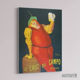 "Artery8 La Cruz del Campo Beer Vintage Ad Canvas Wall Art Print Cappiello in Red - Size: W12"" x H16""" - thumbnail 2