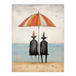 Artery8 Traffic Cone Sea View Whimsical Surreal Seaside Artwork By Rob Tidybeard Large Wall Unframed Art Poster Print Thick Paper 18X24 Inch - thumbnail 1