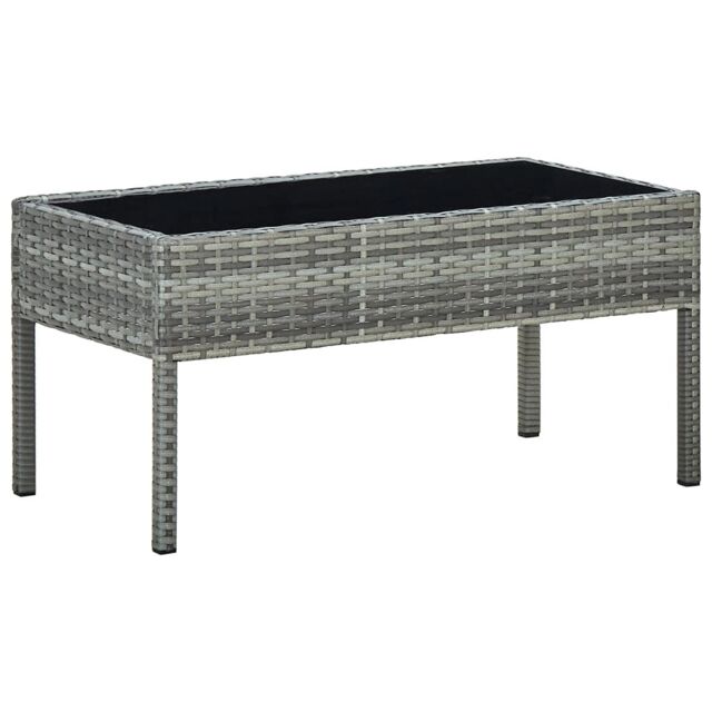 Berkfield Home Garden Table Grey 75x40x37 cm Poly Rattan - Size: 75 x 40 x 37 cm - image 1