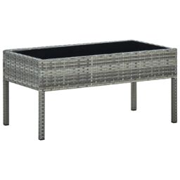 Berkfield Home Garden Table Grey 75x40x37 cm Poly Rattan - Size: 75 x 40 x 37 cm - thumbnail 1