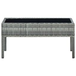 Berkfield Home Garden Table Grey 75x40x37 cm Poly Rattan - Size: 75 x 40 x 37 cm - thumbnail 2