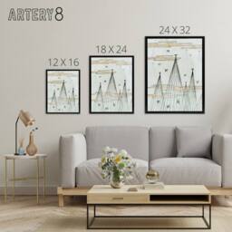 "Artery8 Skyscape With Birds Flying Framed Canvas Wall Art Print Shin Bijutsukai in Blue - Size: W12"" x H16""" - thumbnail 4