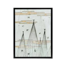 "Artery8 Skyscape With Birds Flying Framed Canvas Wall Art Print Shin Bijutsukai in Blue - Size: W12"" x H16""" - thumbnail 1