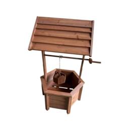 Nordara Garden Wooden Wishing Well Planter Patio Decor in Brown - thumbnail 1
