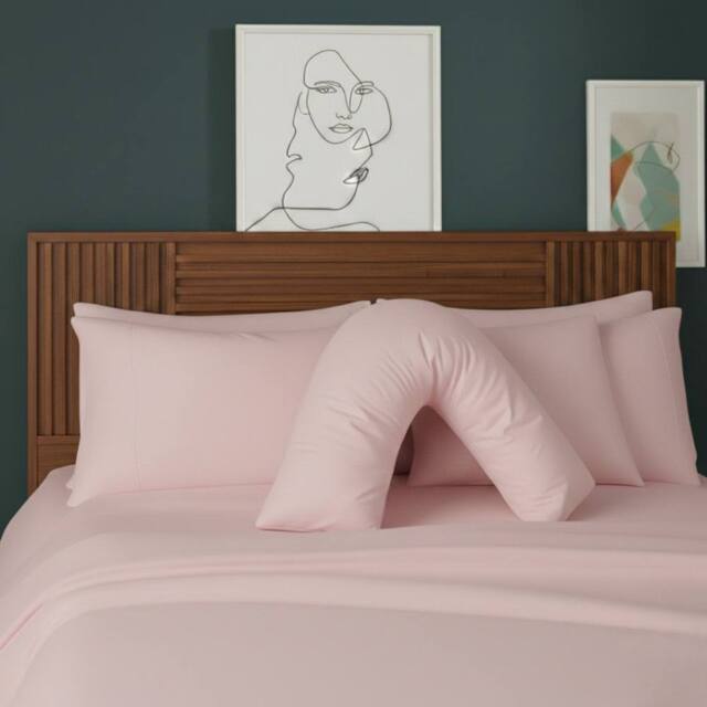 Snug City V Shape Pillowcase for Support Maternity Pillows Polycotton Easy Care in Pink - image 1