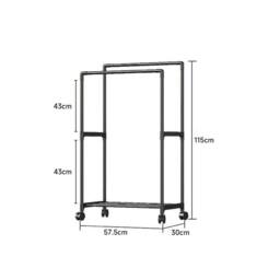 EONLION A Metal Clothes Rail Rolling Garment Shelf Hanging Rack Display Stand in Black - Size: 500mm - thumbnail 2