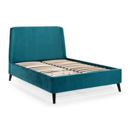 Cheshire Nectarine Curved Velvet Bed - Teal - Double (135cm) - thumbnail 2