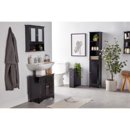 VonHaus 3 Tier Wall Mounted Bathroom Corner Shelf Unit in Black - thumbnail 4