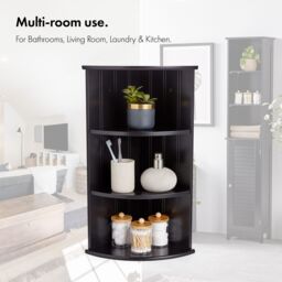 VonHaus 3 Tier Wall Mounted Bathroom Corner Shelf Unit in Black - thumbnail 6
