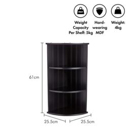 VonHaus 3 Tier Wall Mounted Bathroom Corner Shelf Unit in Black - thumbnail 7