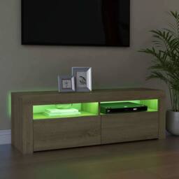 Berkfield Home TV Cabinet with LED Lights Sonoma Oak 120x35x40 cm in Natural - Size: 120 x 35 x 40 cm - thumbnail 6