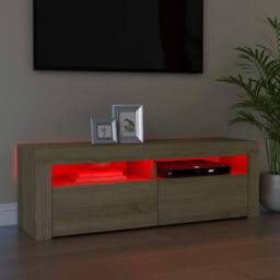 Berkfield Home TV Cabinet with LED Lights Sonoma Oak 120x35x40 cm in Natural - Size: 120 x 35 x 40 cm - thumbnail 5