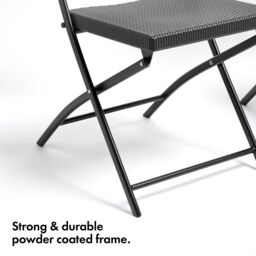 VonHaus Rattan Effect Set of 2 Folding Garden Chairs in Black - thumbnail 5