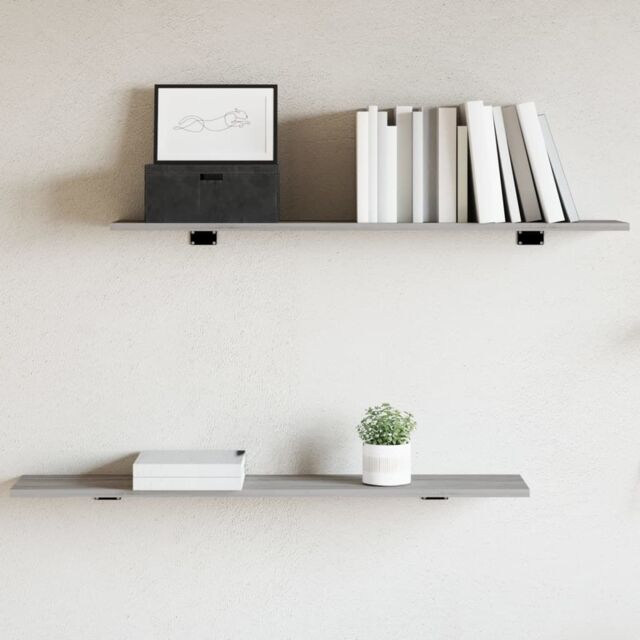 Berkfield Home Wall Shelves 4 pcs Grey Sonoma 100x20x1.5 cm Engineered Wood - image 1