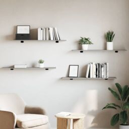 Berkfield Home Wall Shelves 4 pcs Grey Sonoma 100x20x1.5 cm Engineered Wood - thumbnail 3