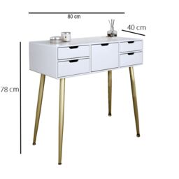 CARME HOME Gabriella Dressing Table-White/Gold in White - thumbnail 4