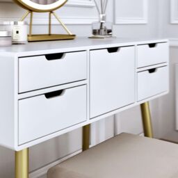 CARME HOME Gabriella Dressing Table-White/Gold in White - thumbnail 2