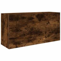 Berkfield Home Decorative Bathroom Wall Cabinet Smoked Oak 80x25x40 cm Engineere in Brown - Size: 80 x 25 x 40 cm - thumbnail 3