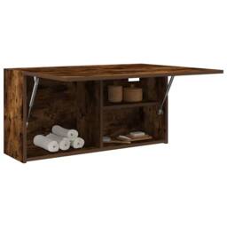 Berkfield Home Decorative Bathroom Wall Cabinet Smoked Oak 80x25x40 cm Engineere in Brown - Size: 80 x 25 x 40 cm - thumbnail 4