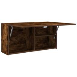 Berkfield Home Decorative Bathroom Wall Cabinet Smoked Oak 80x25x40 cm Engineere in Brown - Size: 80 x 25 x 40 cm - thumbnail 6