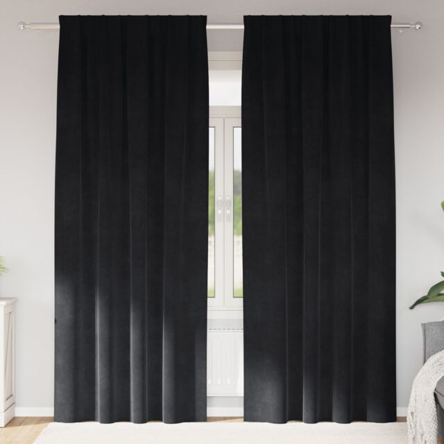 Berkfield Home Blackout Curtains with Top Tape 2 pcs Black Velvet - image 1