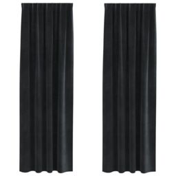 Berkfield Home Blackout Curtains with Top Tape 2 pcs Black Velvet - thumbnail 2