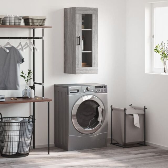 Berkfield Home Wall Mounted Cabinet Grey Sonoma 34.5x34x90 cm - image 1