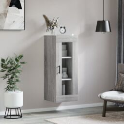 Berkfield Home Wall Mounted Cabinet Grey Sonoma 34.5x34x90 cm - thumbnail 3