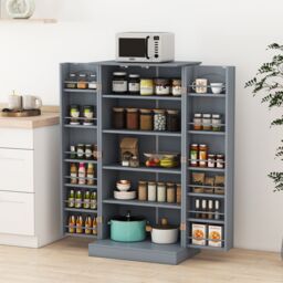 Costway Kitchen Storage Cabinet Freestanding Buffet Cupboards Sideboard in Grey - thumbnail 8