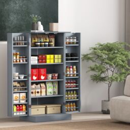 Costway Kitchen Storage Cabinet Freestanding Buffet Cupboards Sideboard in Grey - thumbnail 7