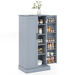 Costway Kitchen Storage Cabinet Freestanding Buffet Cupboards Sideboard in Grey - thumbnail 2