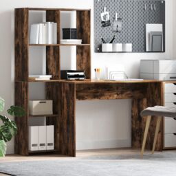 Berkfield Home with Shelf with Storage Smoked oak Engineered wood in Brown - thumbnail 1